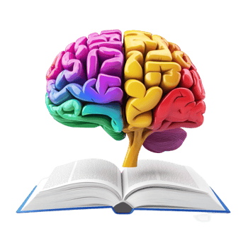 Colorful Brain in an Open Book on Transparent Background png