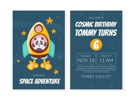 Birthday Invitation Card with Cute Panda Animal vector