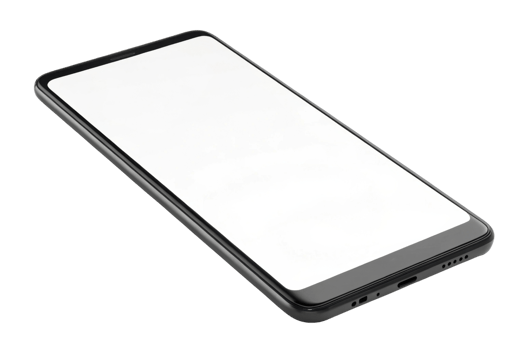sleek black smartphone with blank screen, ideal for showcasing apps or designs png
