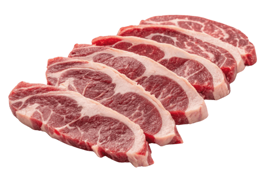 Freshly sliced beef ribs showcasing marbled texture and rich color. Perfect for grilling or slow cooking png