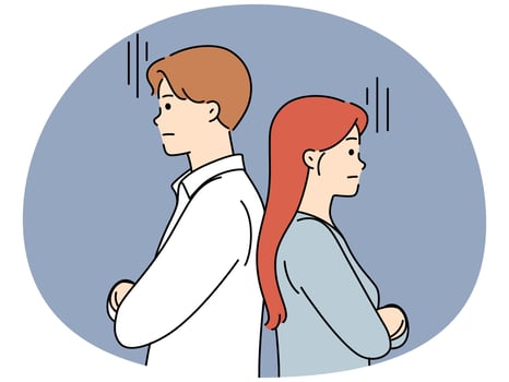 Unhappy couple avoid talking vector