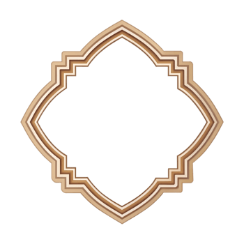 Islamic shape brown label frame is isolated on transparent background png