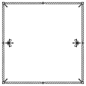 Elegant Nautical Frame Square Composition Bordered by Rope, Embellished with Decorative Elements, Isolated on White. vector