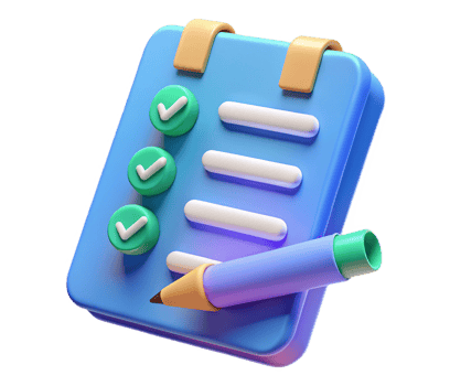3D Checklist Blue Scroll Green Checkmar png