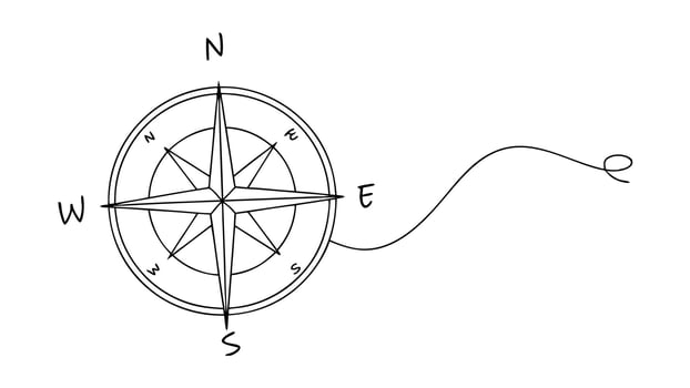 Simple Compass Rose Navigation Guide North, South, East, West Directions vector