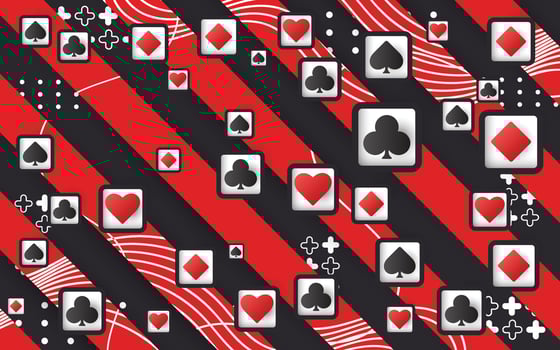 Red and black line background with playing card object vector