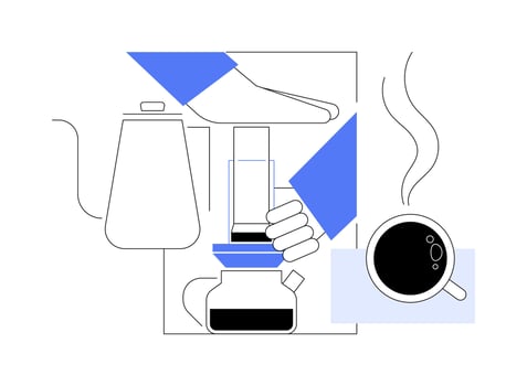 Aeropress coffee isolated cartoon illustrations. vector