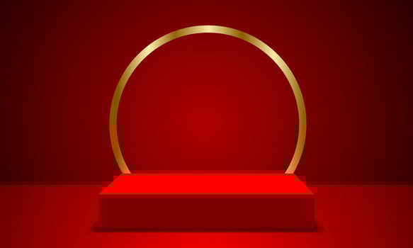 Product podium with background. Minimal wall scene mockup, product showcase, Banner promotion display. vector