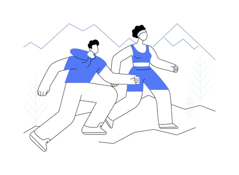 Trail running isolated cartoon illustrations. vector