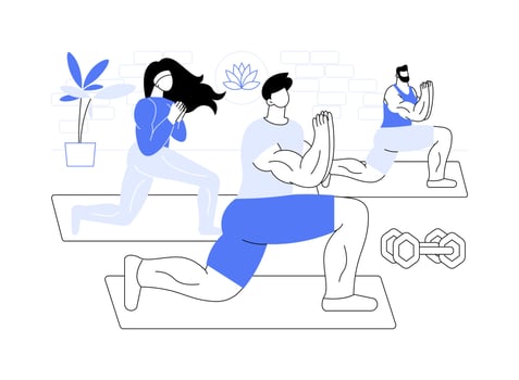 Yoga workout isolated cartoon illustrations. vector