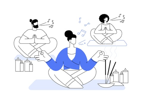 Mantra singing isolated cartoon illustrations. vector
