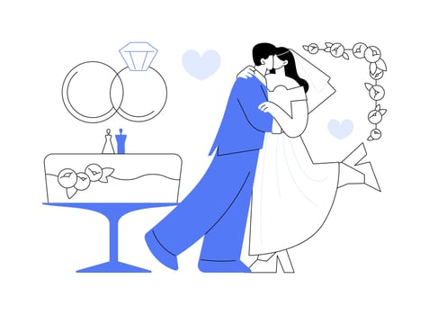 The wedding day isolated cartoon illustrations. vector