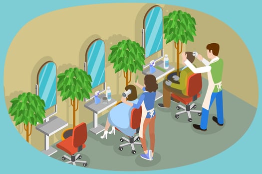 3D Isometric Flat Conceptual Illustration of Hairdresser, Hairdressing Salon vector