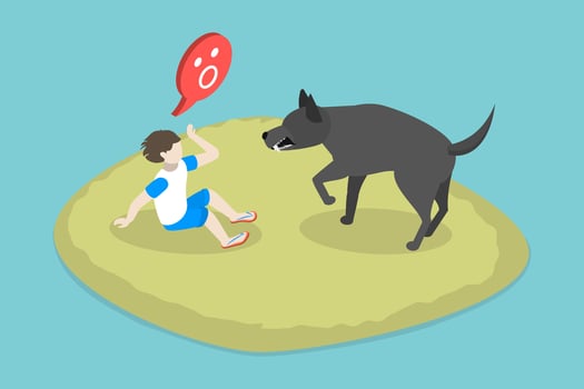 3D Isometric Flat Conceptual Illustration of Dangerous Animal , Homeless Aggressive Dog vector