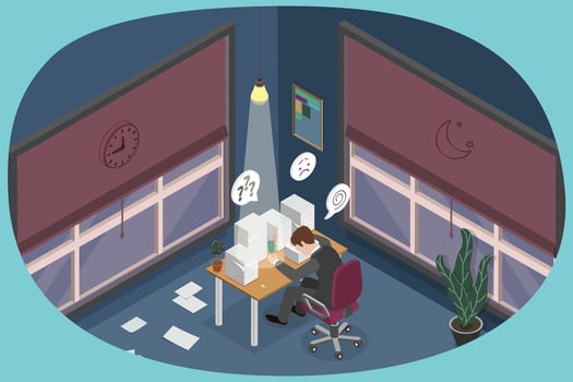 3D Isometric Flat Conceptual Illustration of Frustrated Writer, Author Imagination Crisis vector