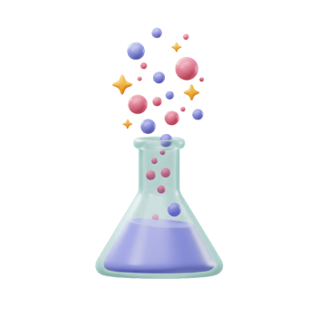 Stylized Science Beaker with Bubbles and Stars for Educational Illustrations png