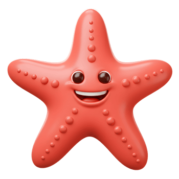 Cute Cartoon Starfish with Happy Expression on White Background png