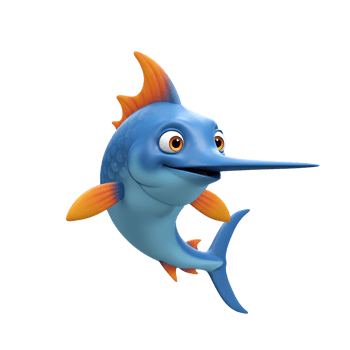 Cartoon Marlin Fish Illustration Isolated on White Background for Kids png