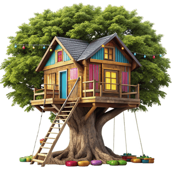 beautiful tree house is isolated on transparent background png