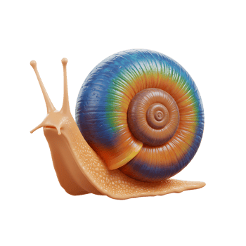 Colorful Snail with Swirl Shell Isolated on White Background png