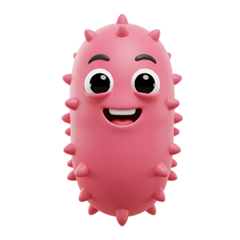 Cute Cartoon Pink Germ with Spikes Smiling on White Background png