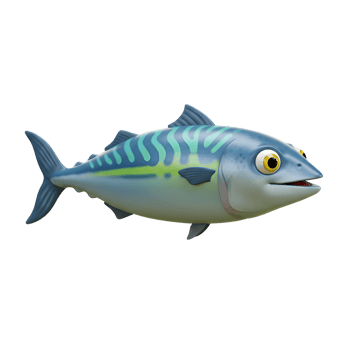 Cartoon Mackerel Illustration on White Background - Playful Marine Animal png
