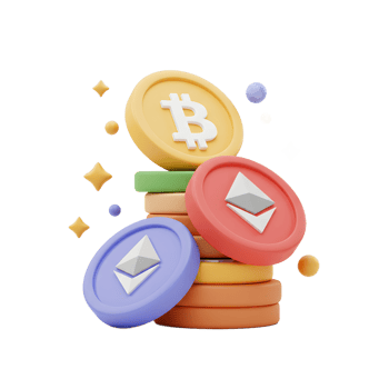 Stack of Cryptocurrency Coins Bitcoin and Ethereum Digital Currency Concept png