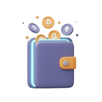 Digital Crypto Wallet with Bitcoin, Ethereum and Other Coins Illustration png