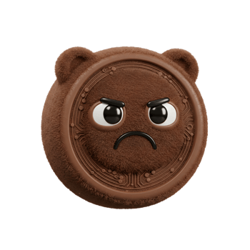 Furry Brown Coin with Angry Expression Digital Artwork Illustration png