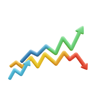 Colorful Arrow Charts Showing Business Trends Growth and Decline Concept png
