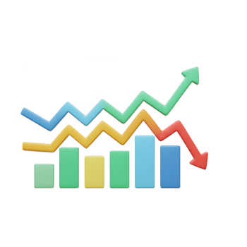 Colorful Bar Graph and Line Chart Showing Trends in Business png