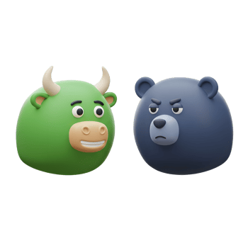 Cartoon Bull and Bear Depicting Financial Market Trends Optimism and Pessimism png