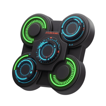 Futuristic Control Panel Interface with Glowing Elements and Cyberpunk Aesthetic png