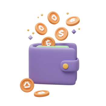 Coins Falling Into Wallet Illustration for Finance and Investment Concept png