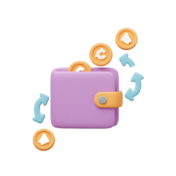 Wallet with Coins and Arrows Illustrating Money Transfer or Exchange png