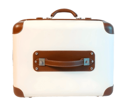 White leather suitcase isolated on transparent background png