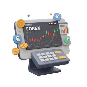 Forex Trading Terminal with Currency Symbols and Stock Market Charts png