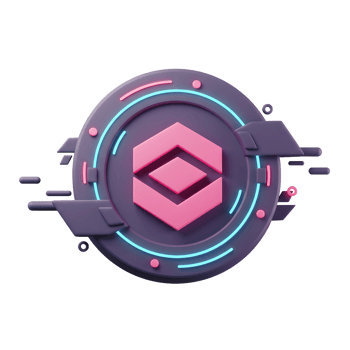 Abstract Pink and Gray Crypto Coin with Glowing Neon Accents png
