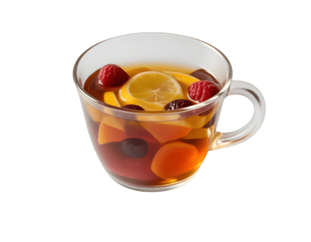 Mulled tea with fruit and berries isolated on transparent background png