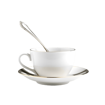 Cup and saucer with spoon on transparent background png