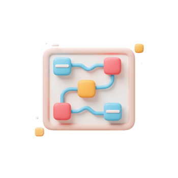 3D Flowchart Illustrating Process or Connection with Colorful Blocks png