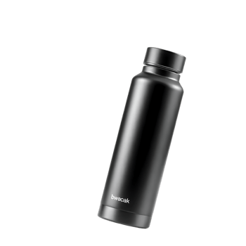 Mockup of black plastic bottle on transparent background png