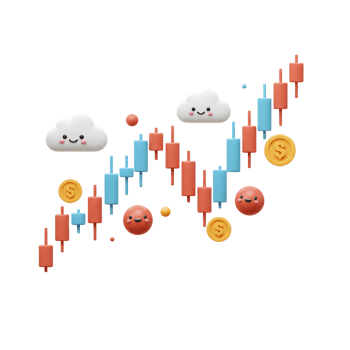 Stock Market Chart with Positive Trend Cartoon Style Illustration png