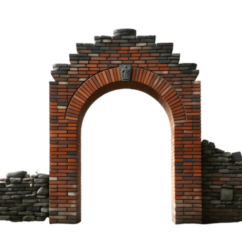 Stone arch with brick wall isolated on transparent background png