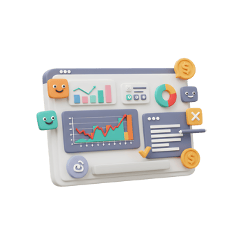 Analyzing Data on Digital Dashboard with Charts and Business Analytics png