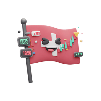 Switzerland Stock Market Animated Flag with Candlestick Chart and Indicators png