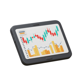 Analyzing Stock Market Charts on Tablet for Investment and Finance png
