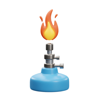 Bunsen Burner with Flame Illustration on White Background for Science png