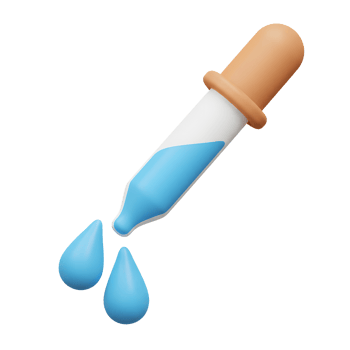 Dropper with Blue Liquid and Drops Isolated on White Background png