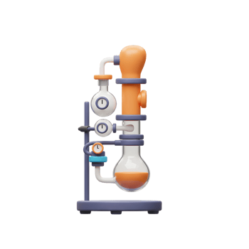 Cartoon Chemistry Setup with Orange Liquid - Science Education Illustration png